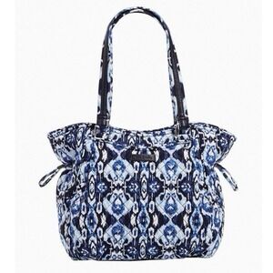 Vera Bradley Blue & Black Ikat Island Glenna Satchel Bag EUC